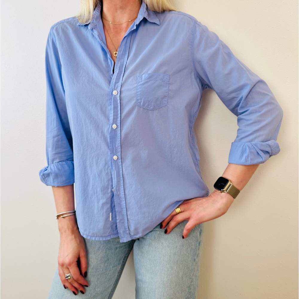 Frank&Eileen button down shirt front pocket long sleeve boho soft lavender color - Picture 3 of 9
